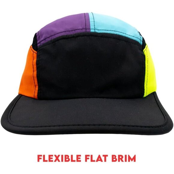 Men's Black Yellow Sprints 5 Panel Performance Running Hat - Picture 6 of 7